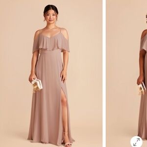 Birdy Grey Jane Chiffon Taupe Floor Length Dress